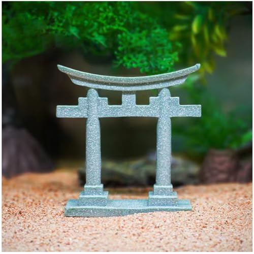 livelyfish Decoración japonesa para acuario de puerta sintoísta Torii, decoración de pecera asiática, decoración de paisaje de puente de estilo japonés, talla M