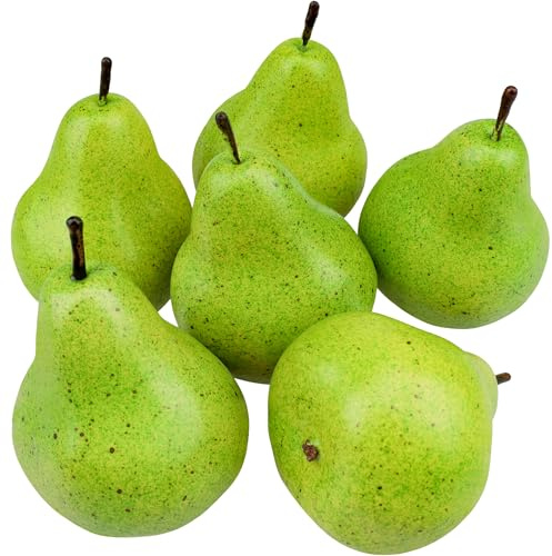 Meiwlong 6 künstliche künstliche Birnen, künstliche Obst, Heimdekoration, Küchenschrank, Tafelaufsätze, für Hochzeiten, Partys, Weihnachten, Festival, Dekoration, Fotografie-Requisiten