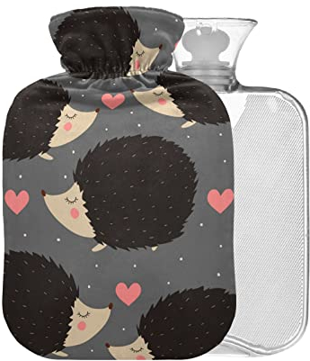 Wärmflasche mit Bezug, Igel, BPA-frei, 2 l, großer Warmwasserbeutel zur Schmerzlinderung, Bett, Hand und Füße