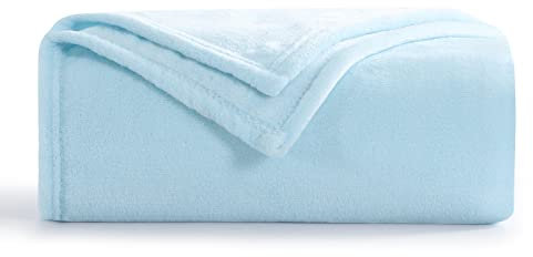 Aisbo Kuscheldecke Flauschig Decke Sofa - Fleecedecke 150x200 cm XL Warme Hellblau Decke, Kuschlige Wohndecke Babyblau Weich als Wohnzimmer Blanket Couchdecke für Winter