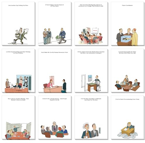 Funny Notepads with Sayings Sticky Funny Office Supplies to Do List Sarcastic Work Assorted Notepad for Workers, 12 Designs, 3 x 3.93 Inch(Novelty Style)