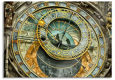 Pixxprint Glasbild, Wandbild aus Echtglas, Sonnenuhr, 100x70 cm, inkl. Aufhängung und Abstandshalter