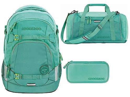 coocazoo MATE Schulrucksack-Set 3tlg inkl. Sporttasche und Schlamperbox (All Mint)