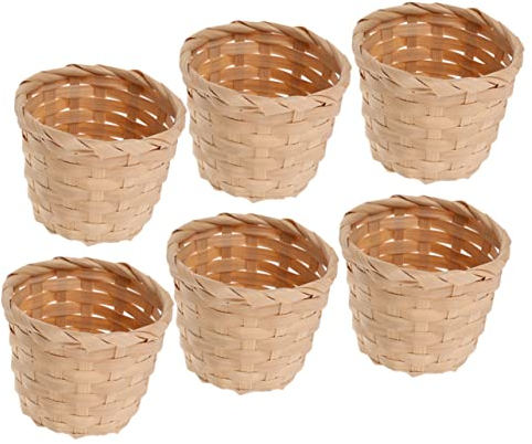 Mikinona 6pcs Bamboo Storage Baskets Lightweight Woven Tabletop Organizer for Flowers and Small Items Decorative Baskets for Kitchen and Home Use