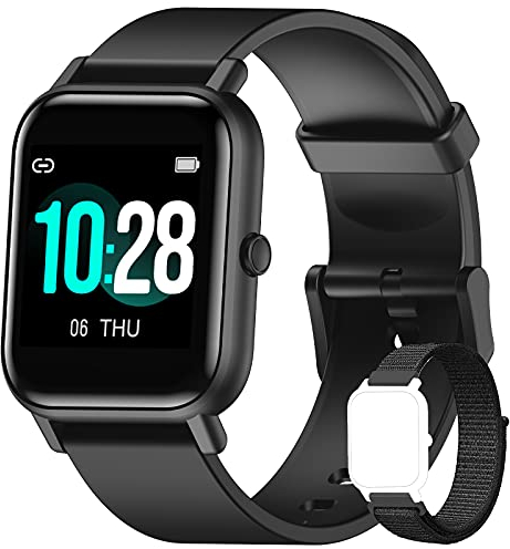 Blackview Smartwatch Mujer Hombre Reloj Fitness con Podómetro Saturímetro (SpO2) Sueño Pulsómetro Activity Tracker Sport Impermeable 5ATM para Android iOS (2 Correas)