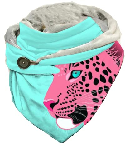 Hiseng Damen Schals Groß Dreieck Winter Dreieckstuch Tier Drucken Warmer Button Knopf Winterschal Herbstschal Lieblingsschal Scarf Soft Wrap Lange Stola (Leopard)