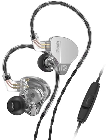 YINYOO KBEAR Flash-Ohrhörer mit Kabel, Gaming-Ohrhörer, 3,5 mm Plug-in-Ear-Kopfhörer, 1DD 1BA Hybrid-In-Ear-Monitore, IEM-Kopfhörer mit verwicklungsfreiem Kabel für Laptop, PC, Computer (mit Mikrofon,