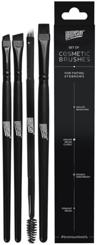 Lot de 4 pinceaux pour sourcils en nylon hypoallergéniques | haute précision | coupe fine et remplissage dense | poignées en bois