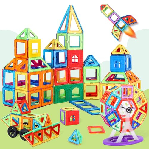 Pincush Magnetic Tiles Toys for 3 4 5 6 7 8 Year Old Boys Girls Magnetic Blocks Building Tiles STEM Learning Toys Montessori Toys for Toddlers Educational Toys for Kids Gifts Brithday