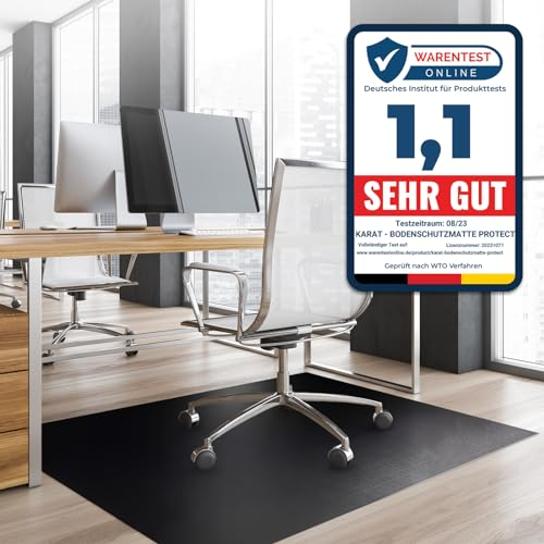 KARAT Bodenschutzmatte für Hartböden - Neo - Fußbodenschutz Schutzmatte Bürostuhl für Parkett Laminat Bodenmatte Bürostuhl - Stärke: 1,5 mm (Schwarz, 90 x 120 cm)