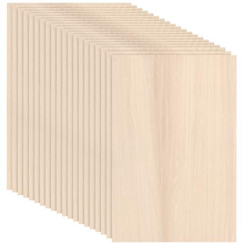 LEXININ 20 PCS A4 Plywood Sheet, 2mm Unfinished Basswood Sheet, 300 x 200mm Thin Wooden Board for DIY Craft