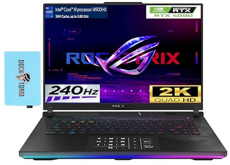 ASUS ROG Strix Scar 16 Gaming Laptop 16.0 Nebula HDR 240 Hz 1100 nits WQXGA Mini LED (Intel i9-14900HX, GeForce RTX 4090, 64GB DDR5, 2x2TB SSD RAID 0 (4TB), Per Key RGB KYB, Win 11 Pro) w/DKZ Hub