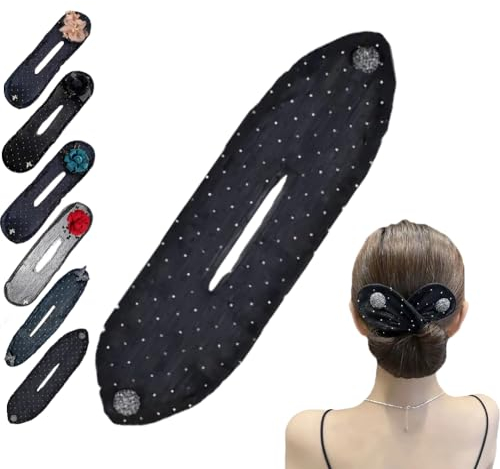 XDGJTBFMY Ball Hair Clip, Hand Embroidered Flowers Deft Bun, Deft Bun Hair Twister, Lazy Hair Curler Deft Bun Maker, Flower Hair Bun Roller for Long Thick Hair Accessories for Women Girls