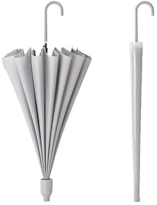 Honey & Thyme Sturmfester Regenschirm mit integrierter Hülle – 16 Rippen, 120 cm Durchmesser, 88 cm Höhe, 460 g, 190T Pongee Stoff, Fiberglas-Rahmen, Stahl-Stiel (Ash)