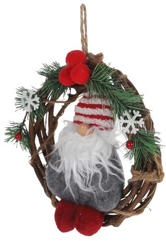 RORPOIR Weihnachtskranz Künstliche Girlande Wichtelkranz Wanddekoration Hängekranz Rattan Kranz Für Türen Fenster Weihnachten Party Dekoration