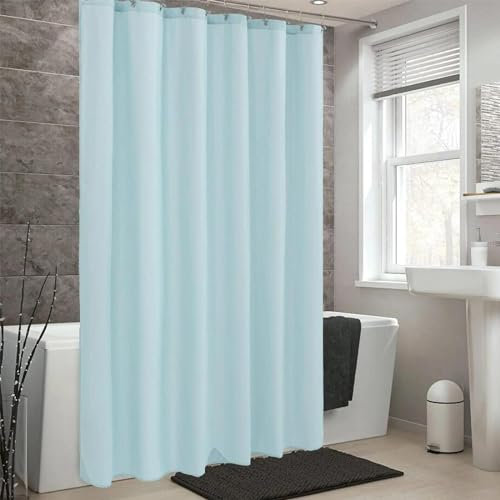 AEKDCL Rideau Douche Anti Moisissure en PEVA 160x160cm/63x63in(WxH) Bleu Ciel Rideau de Douche Tissu Polyester Imperméable Lavable en Machine pour Baigoire Angle Salle de Bain avec 12 Crochets