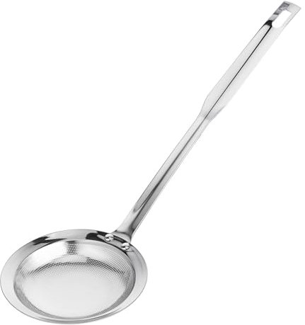 Feinmaschiges Sieb aus Edelstahl, Schaumlöffel, feinmaschiges Sieb zum Abschöpfen von Fett und Schaum, feinmaschiger Löffel mit Griff, Matcha-Siebnetz, Maschensieb zum Kochen in der Küche, 10,6 Zoll