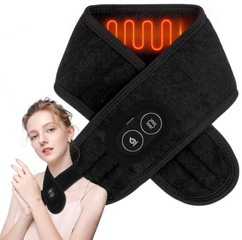 Rppiup Neck Heating Pad, USB Heating Pad Portable Neck Wrap with Vibration Massage, Heated Neck Wrap with 3 Levels Heat, Pain Relief Heating Pack for Soreness Stiffness, Shoulder Pain