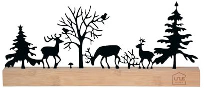 UNUS Aufsteller Silhouette Wald 3 Hirsche Vögel Pilz schwarz