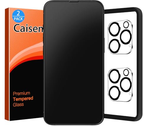 Caisemo Matte Screen Protector for iPhone 13 Pro,2 Pack Tempered Glass Film with 2 Pack Camera Lens Protector and Easy Install Tool, Anti-Glare, Anti-Fingerprint, Silky Smooth