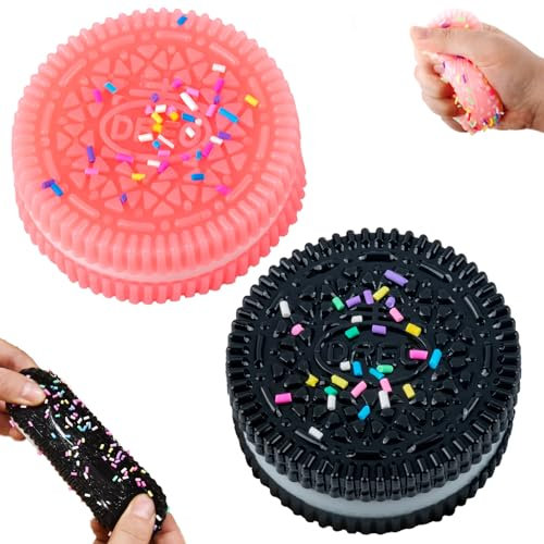 AWAVM 2 Stress Relief Toys, Super Soft Cookie Squeeze Toys, Fufu Taba Stress Toys for Anxiety Relief, Pinching Biscuits Simulation, Stress Ball Squeeze Toys, Biscuit Squishy Toy