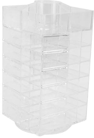 minkissy Transparent Lipstick Rack and Nail Polish Holder Rotating Makeup Organizer for Cosmetics Lip Gloss and Nail Varnish for Desktop and Vanity Use