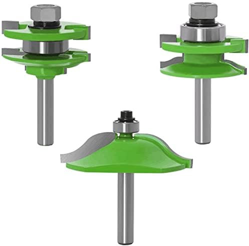 KEWAYO Lot de 3 fraises à défoncer - Tige ronde de 8mm - Pour panneaux surélevés - Pour le travail du bois - Outil de fraisage de rainure en carbure de bois