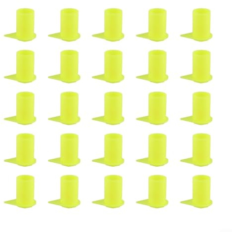 URPIZY 25 Stück Radmutter-Indikatoren 21Mm Fluoreszierende Gelbe Staubkappen Lange Radmutter-Anzeiger Sicherheitsindikatoren Für LKW PKW Anhänger, Glow-in-The-Dark Radschraubenkappen(Gelb)