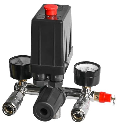Regola di pressione: compressore d'aria 220 V compressore pressostato con 2 manometri, regolatore interruttore compressore valvola di controllo, compressore d'aria compressa accessori IP54 riduttore