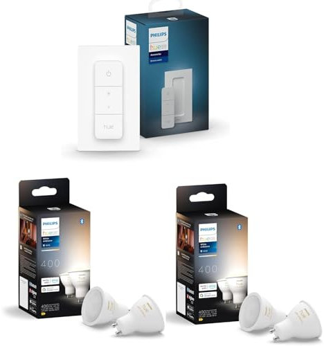 Philips Hue Pack d’Extension – White Ambiance – GU10 – 4 ampoules avec variateur inclus