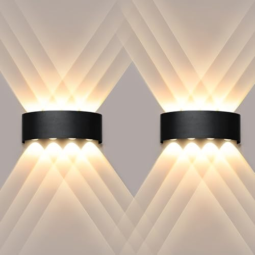 Ankey 2 Stück 8W LED Wandleuchte, Moderne LED Wandlampe Innen/Außen, Wasserdichte IP65 Außenwandleuchte für Wohnzimmer, Schlafzimmer, Flur, Treppen, Warmweiß 3000K