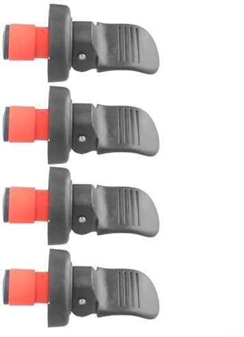 Flaschenverschluss-Set, Handpresse, Verschlusskappe für Wein, Bier, mit auslaufsicherer Gummidichtung, Schwarz / Weiß (4 Stück schwarz)