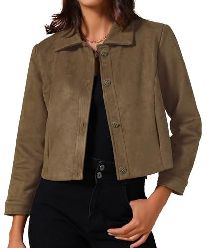 Allegra K Donna Giacca Corta in Pelle Sintetica a Maniche Lunghe con | Foderato Silhouette Valorizzante Cappotto Corto Classico Adatto a Incontri Ufficio Shopping Serate