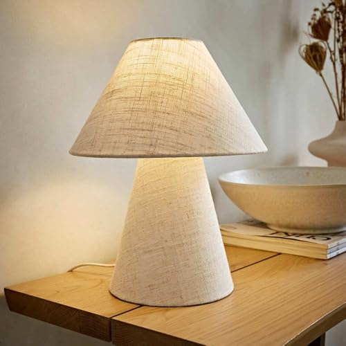 ValueLights | Gigi Natural Linen Full Fabric Tapered Table Lamp and Bulb | Table Lamps & Home Improvements Essential