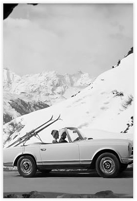 hsqxidhz Vintage-Ski-Fotodruck, schwarz-weiß, Ski-Poster, Leinwand-Poster, Wandkunst, Dekordruck, Bild Gemälde für Wohnzimmer, Schlafzimmer, Dekoration, 40 x 60 cm