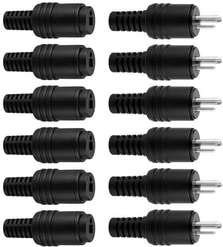 Dupoem 12er-Packung 2-poliger DIN-Lautsprecherstecker/-buchsen mit Schraubklemmen, 6 Paar Hi-Fi-Lautsprecherkabelverbinder, lötfreie Audio-Montagestecker männlich/weiblich, geeignet für DIY-Projekte