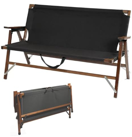 QSNYJPL 116 cm Gartenbank Sitzbank Outdoor, Klappbare Sitzbank Balkonbank mit Lehne und Armlehnen, Wetterfest, für Garten, Veranda und Park(Black)