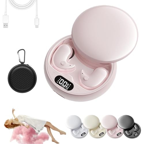 Kuisoe Mindbuds Druckfreie Unsichtbare Ohrstöpsel, Mindbuds Unsichtbare Schlafhörer, Bluetooth 5.4 Mini-Hörer – Speziell für ruhige Momente entwickelt, geeignet für Schlafen und Arbeiten. (Rosa)