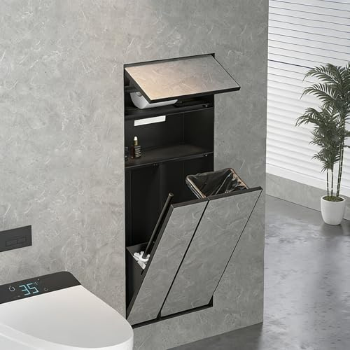 Unterputz-Nische für Badezimmer, multifunktional, platzsparend, mit Toilettenpapierhalter, Mülleimer und Bürstenhalter