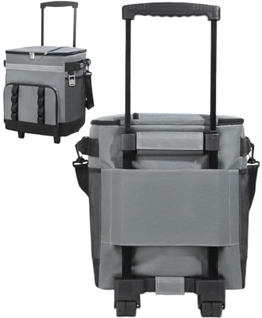 Nevera portátil con ruedas, con ruedas y asa, gran volumen, 35 L, portátil, para viajes, picnic, pesca, fin de semana, fiesta, piscina