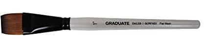 Daler-Rowney Graduate Multi-Technique Brush, Synthetic Hair, Short Handle, Flat Wash, 1in