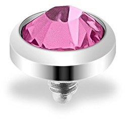 Taffstyle® Dermal Anchor Piercing Aufsatz Kugel Kristall Ball Flach / 4mm - Rosa