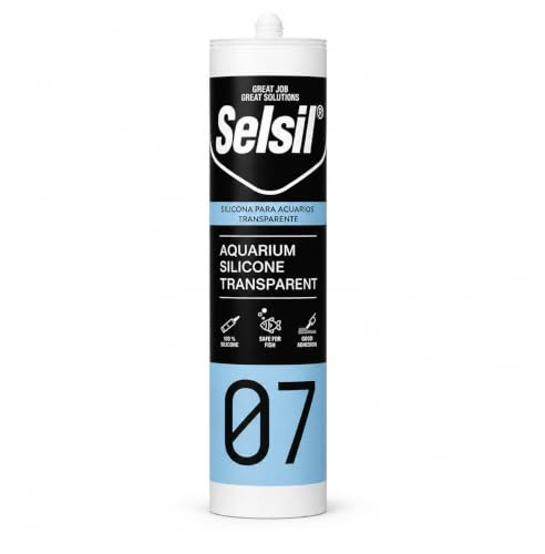Selsil Aquarium Silicone Sealant Clear, High Elasticity, Safe for Fish, 100% Solvent Free, 100% Non-Toxic, Fresh and Saltwater, 10.14 Fl oz.(280 ml) Transparent (1)