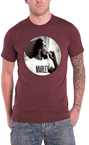 Bob Marley Smokin Circle offizielles Herren Neues Red T Shirt, Rot (Dark Red), XL