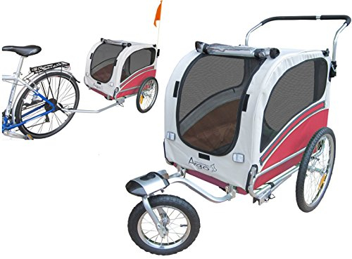 PAPILIOSHOP Argo – Klappbarer Hundeanhänger, Hundewagen und Fahrradanhänger für Hunde in S, M, L, Stabil und Belüftet, Ideal für Tiertransport und Outdoor-Aktivitäten (Rot medium)