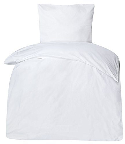 Hotelbettwäsche Linon weiß 135x200 / 80x80 cm Bettwäsche mit Hotelverschluß 95° waschbar