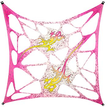 PSYWORK Schwarzlicht Segel Spandex | Goa Psychedelic Gecko | 3 x 3m | UV-aktiv | Leuchtend | Wandtuch Wandbehang Stoff Neon Deko Party Tuch Tapestry Poster PSY