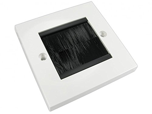 Ex-Pro® White Single Gang Brushplate with Black Brushes/Brush Strip Wallplate/Wall Plate/Faceplate Cable Tidy by for Wall Mounted Plasma TV etc