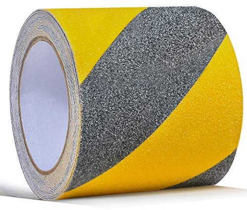 ONTWIE Rutschfestes Sicherheitsband für Treppenstufen, 10cm x 5m, rutschfest, rutschfest, hohe Zugkraft, Abriebfestigkeit, Klebeband, Sicherheitshinweis, Schwarz/Gelb