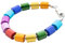 Leslii Damen-Armband Lucy Zylinder in Regenbogen Farben mattiert Modeschmuck Armkette mit Magnet Verschluss Bunt